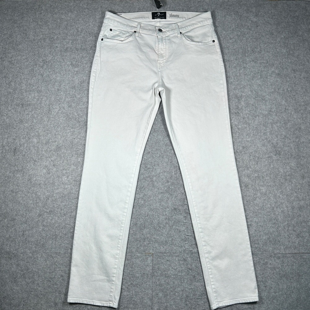 7 For All Mankind denim pants Mens 34 White Slimmy Luxe Performance stretch jean